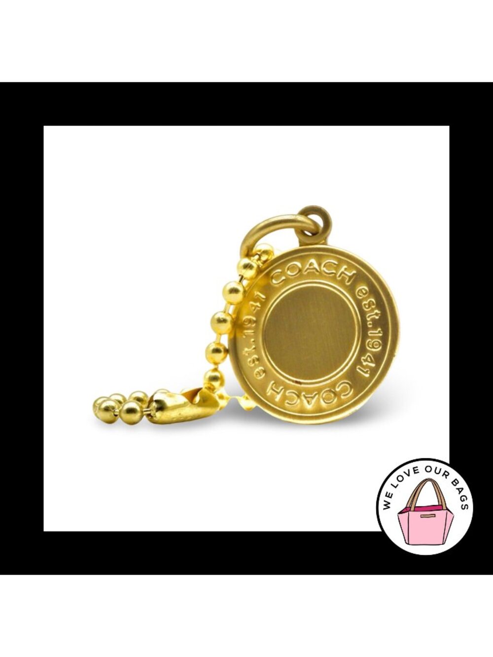Y2K COACH 65th Anniversary HangTag Medallion Disc Gold Brass Metal Bag Charm Fob